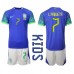 Brasilien Lucas Paqueta #7 Replika Babykläder Borta matchkläder barn VM 2022 Korta ärmar (+ Korta byxor)